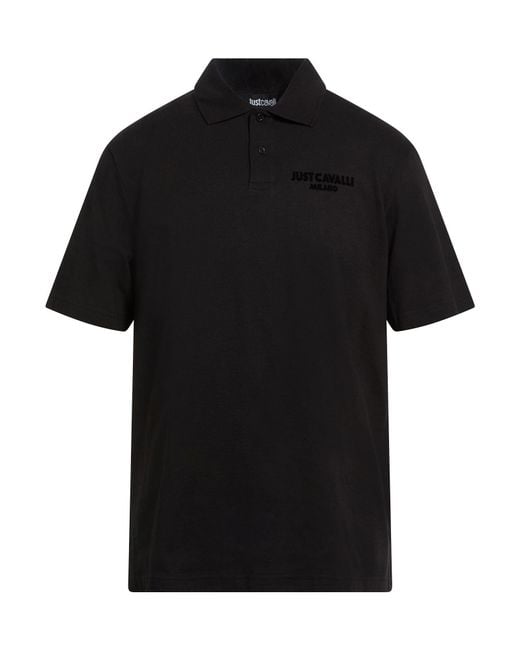 Just Cavalli Black Polo Shirt Cotton for men