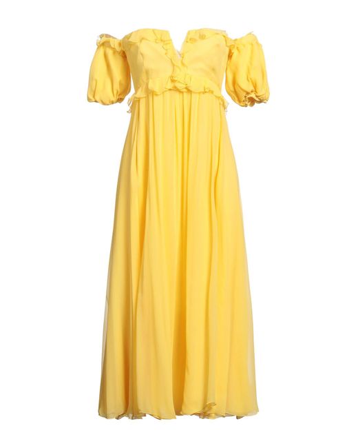 Giambattista Valli Yellow Midi Dress Silk, Polyamide