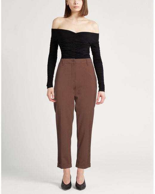 Aspesi Brown Pants Polyester, Virgin Wool, Elastane