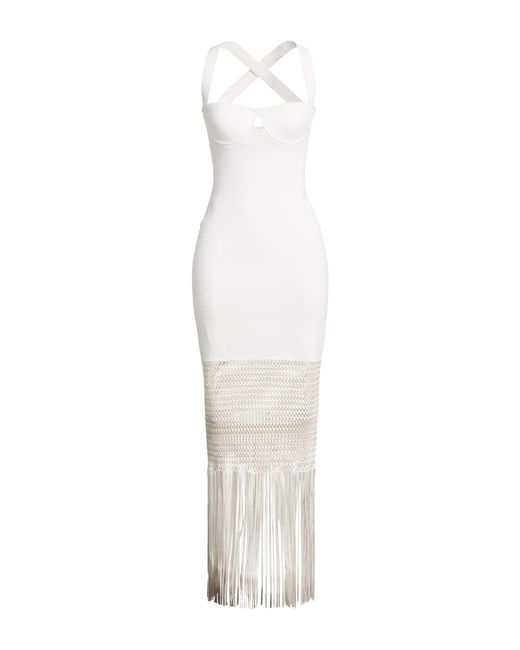 Galvan White Maxi Dress Viscose, Polyester, Polyamide, Elastane