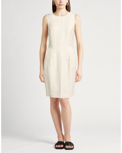 Really Wild Clothing White Ivory Midi Dress Wool, Linen