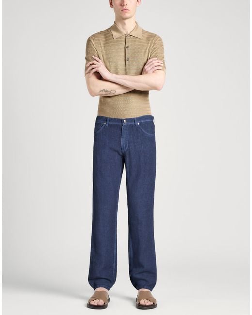 120% Lino Blue Trouser for men