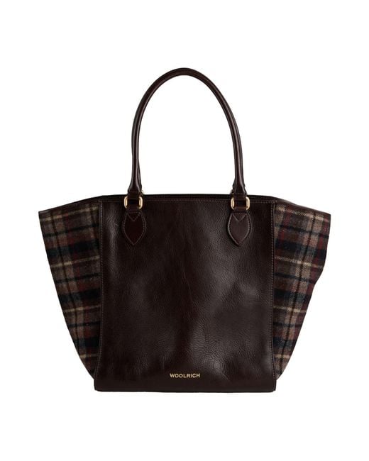 Woolrich Black Dark Handbag Leather, Acrylic