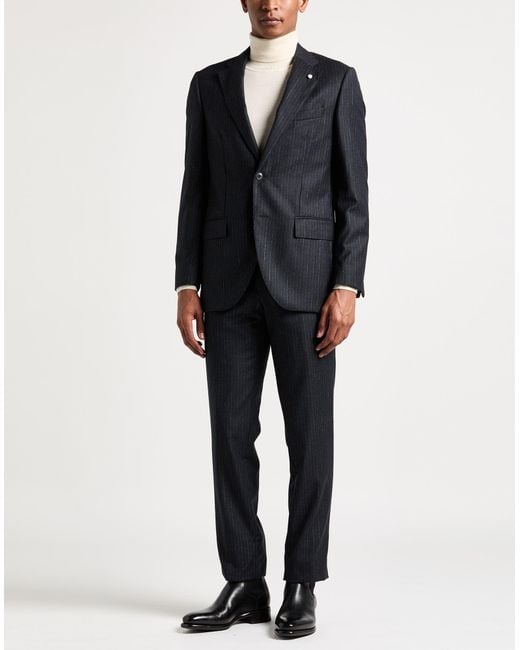Luigi Bianchi Blue Midnight Suit Wool for men