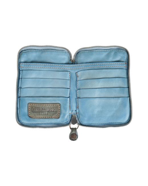 Caterina Lucchi Blue Slate Wallet Calfskin, Cow Leather