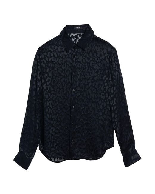 Versace Blue Shirt Viscose, Silk for men