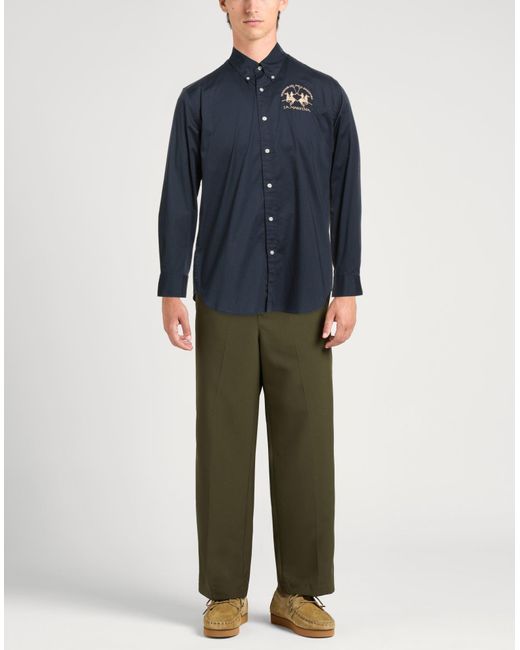 La Martina Blue Midnight Shirt Cotton, Elastane for men