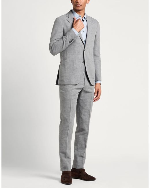 Lardini Gray Suit Wool, Linen for men