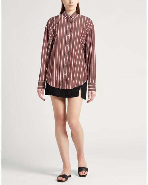 Brunello Cucinelli Red Burgundy Shirt Cotton, Silk, Brass