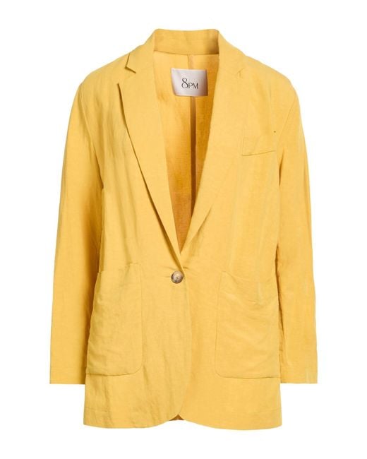 8pm Yellow Mustard Blazer Viscose, Linen