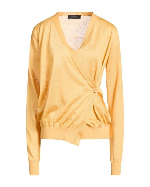 Fabiana Filippi Yellow Cardigan Linen, Silk, Polyamide, Elastane