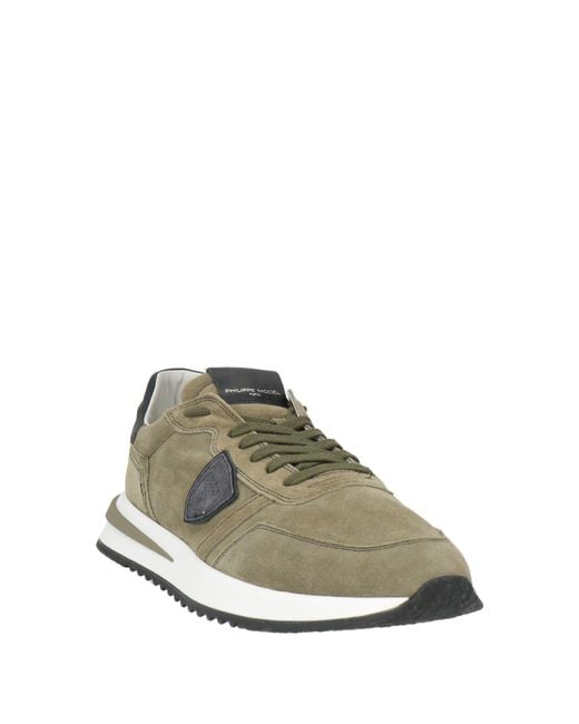 Philippe Model Green Sneakers Leather, Textile Fibers for men