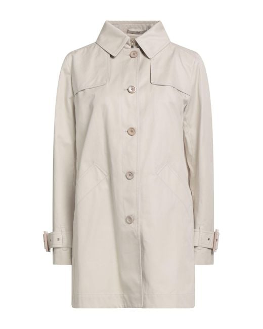 Herno White Overcoat & Trench Coat Cotton