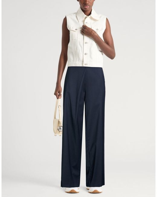 Sandro Blue Midnight Pants Polyester, Virgin Wool, Elastane