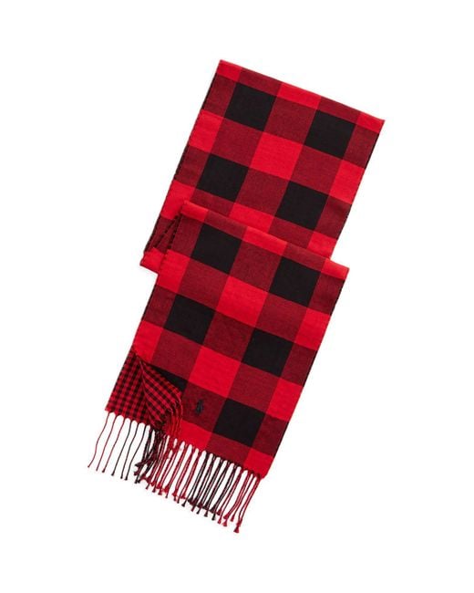 Polo Ralph Lauren Reversible Checked Brushed Cotton Scarf in Red for Men |  Lyst