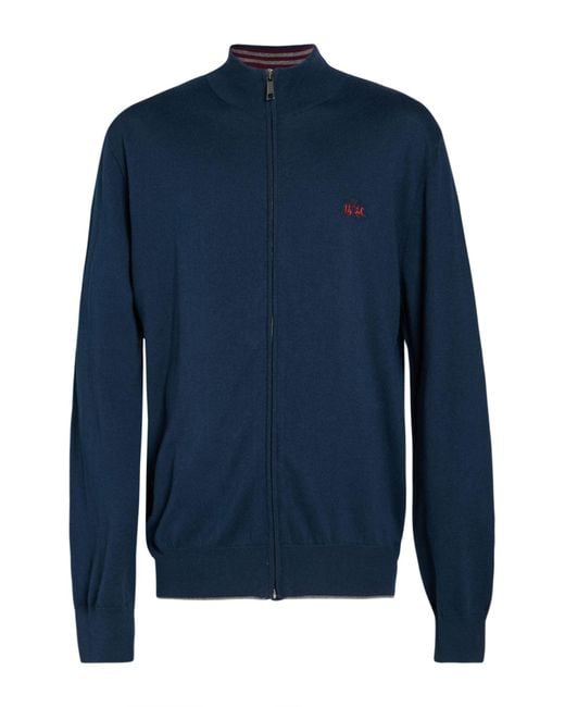 La Martina Blue Cardigan Cotton, Wool for men
