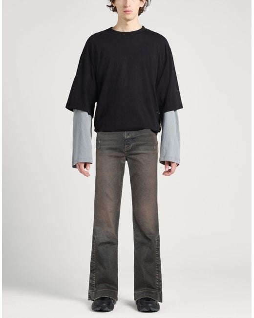 Amiri Gray Distressed Leather-Trim Straight Jeans for men