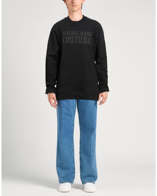 Versace Jeans Couture Black Sweatshirt Cotton, Elastane for men