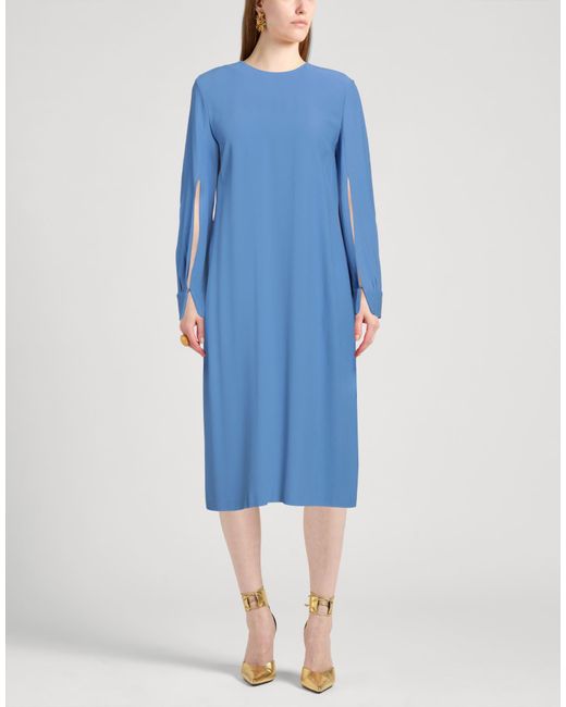 Liviana Conti Blue Midi Dress Viscose, Acetate