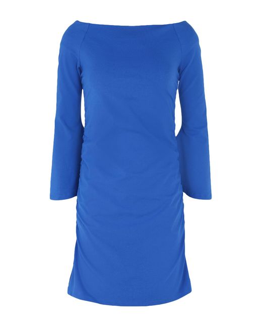 ..,merci Blue Bright Mini Dress Cotton, Nylon, Elastane