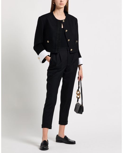 Sandro Black Jacket Wool, Cotton, Viscose