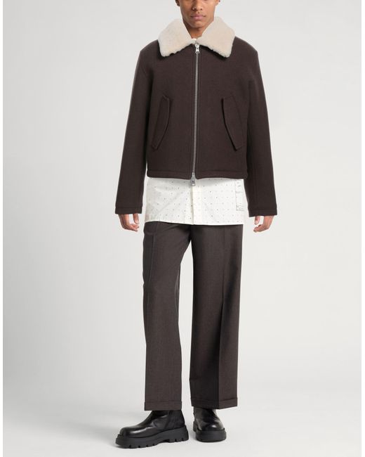 AMI Brown Dark Jacket Virgin Wool for men