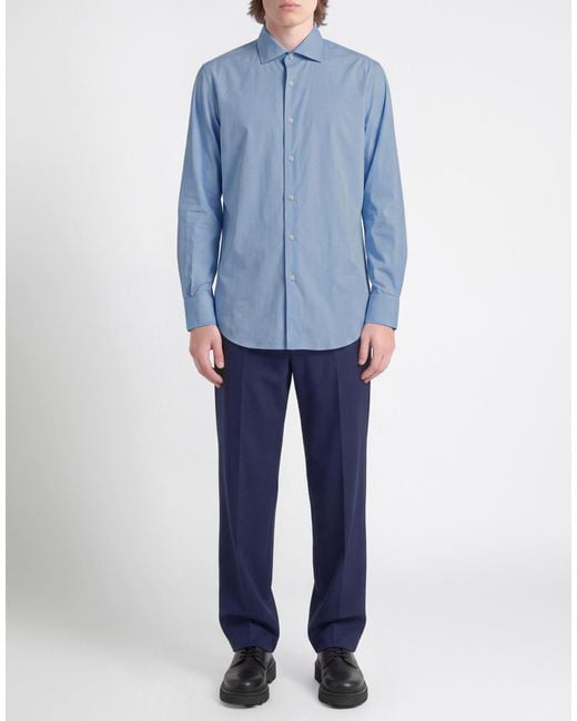 Mazzarelli Blue Shirt Polyamide, Elastane for men