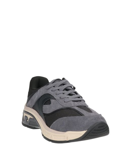 Emporio Armani Gray Charcoal Sneakers Polyester, Cow Leather for men