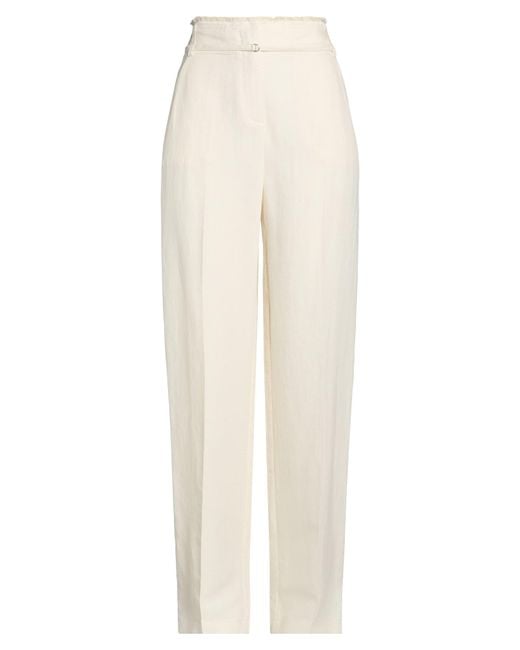 Patrizia Pepe White Ivory Pants Viscose, Linen