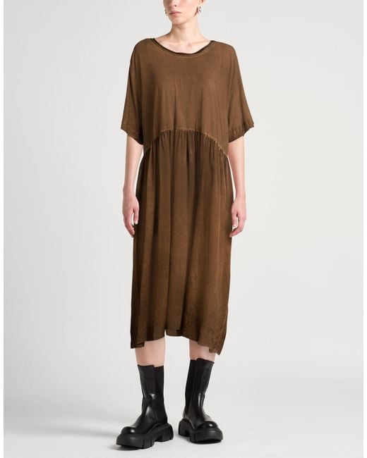 Uma Wang Brown Midi Dress Cotton, Elastane, Silk
