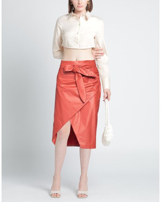 Gaelle Paris Red Midi Skirt