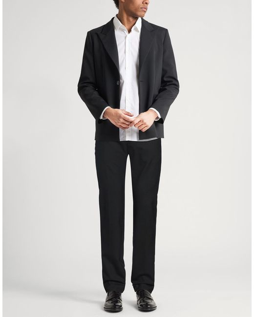 Les Hommes Black Pants Polyester, Virgin Wool, Elastane for men