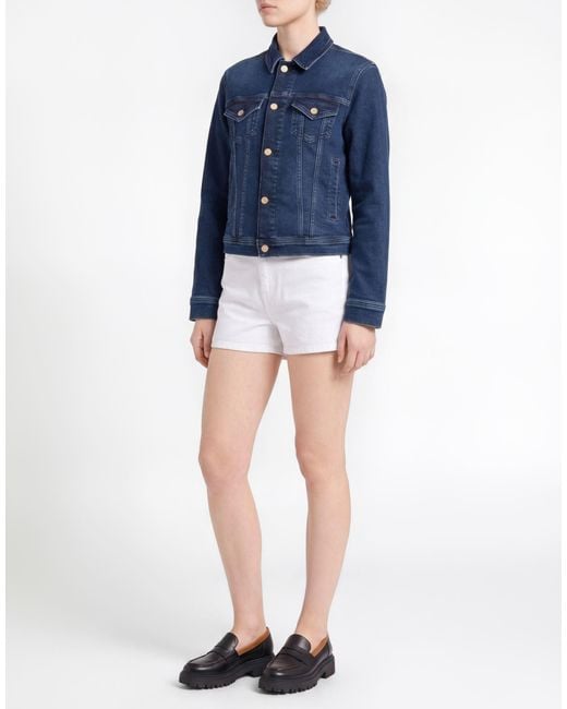 7 For All Mankind Blue Denim Outerwear Cotton, Modal, Elastomultiester, Elastane