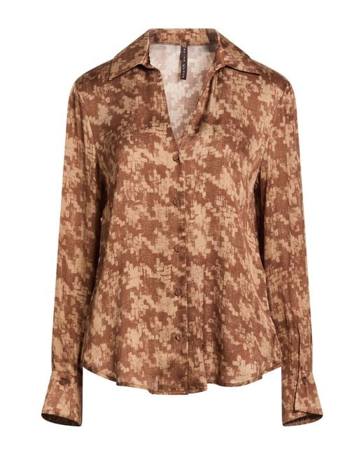 Manila Grace Brown Camel Shirt Viscose