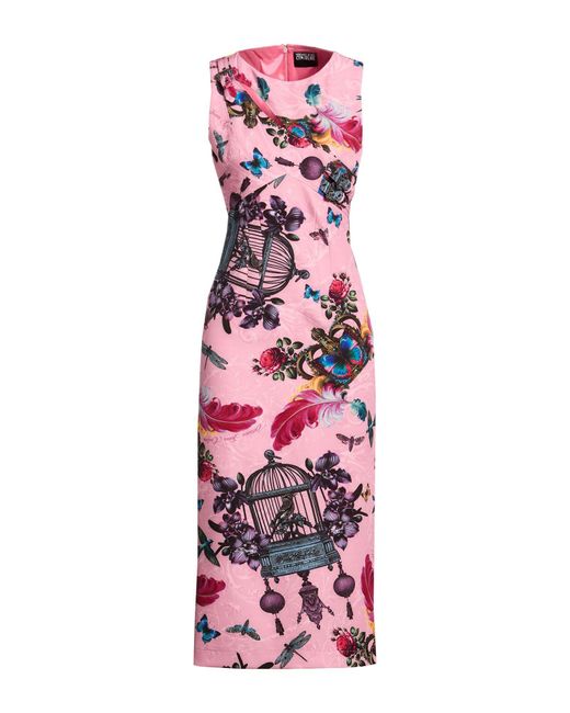 Versace Jeans Couture Pink Midi Dress Polyester, Elastane