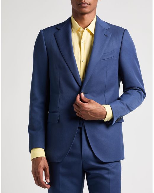 Caruso Blue Suit Polyester, Wool for men