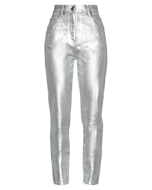 Balmain Denim Pants in Silver (Metallic) | Lyst