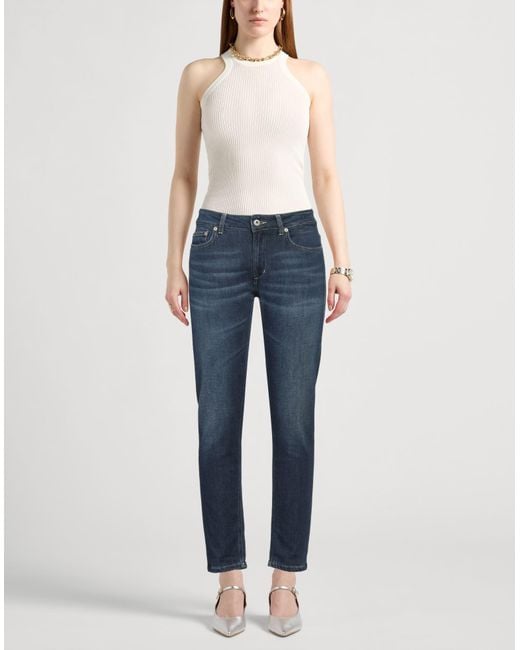 Dondup Blue Tapered Stretch-Denim Jeans