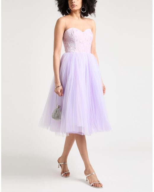 Elisabetta Franchi Purple Lilac Midi Dress Viscose, Silk, Polyamide