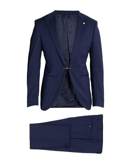 Luigi Bianchi Blue Suit Virgin Wool, Elastane for men