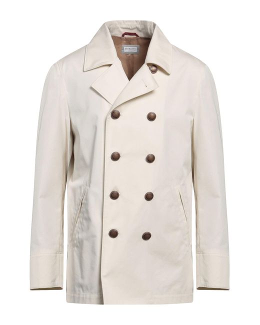 Brunello Cucinelli Natural Overcoat & Trench Coat for men