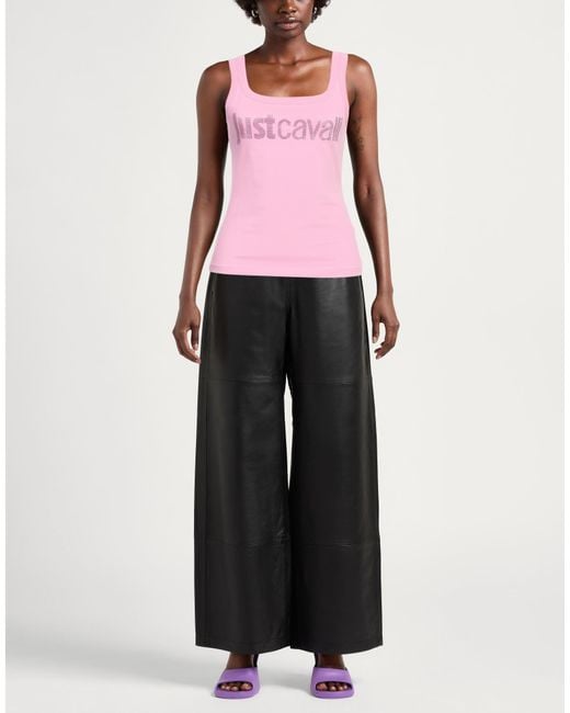 Just Cavalli Pink Tank Top Cotton, Elastane