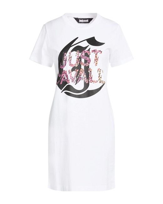 Just Cavalli White Mini Dress Cotton