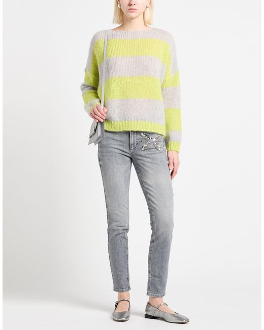 Rebel Queen Yellow Lime Sweater Mohair Wool, Alpaca Wool, Polyamide