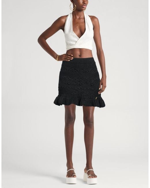 Odi Et Amo Black Mini Skirt Elastane, Wool