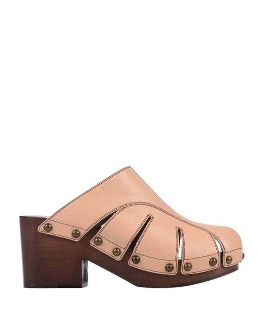 Chloé Pink Sand Mules & Clogs Leather