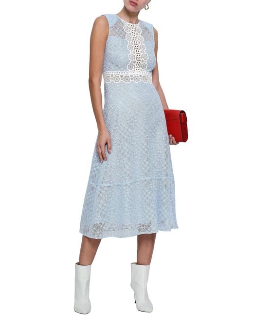 Sandro Blue Sky Midi Dress Cotton, Polyamide, Polyester, Viscose