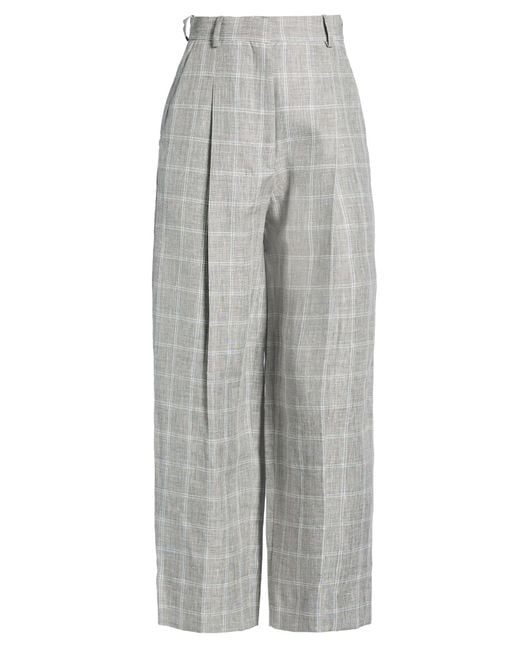 Sandro Gray Pants Linen, Polyester, Virgin Wool
