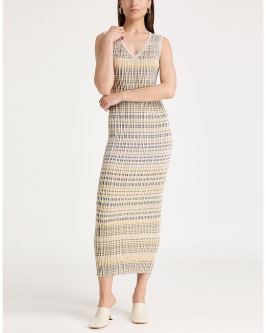 Marella White Maxi Dress Viscose, Metallic Fiber, Polyamide