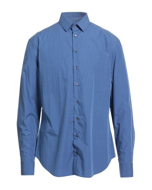 Giorgio Armani Men's Blue Azure Shirt Cotton